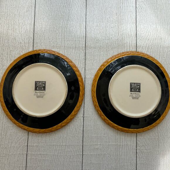 Tabletops Gallery Black Rooster Plate Set of 2 Hand Painted and Hand Crafted - Picture 2 of 5